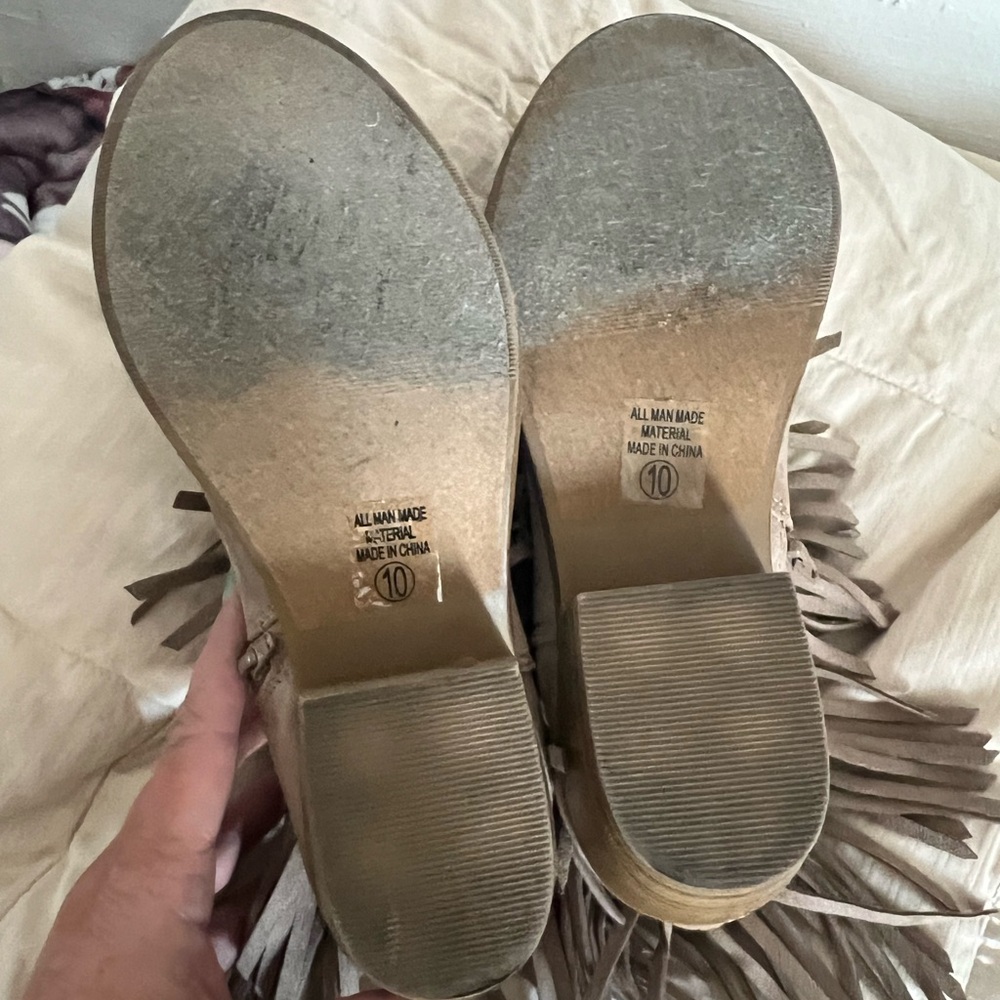 J. Adams Fringe Ankle Booties - Taupe - Picture 5 of 6